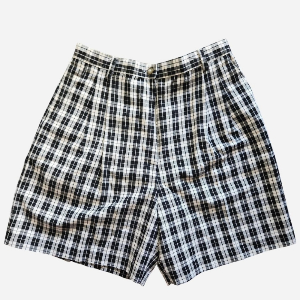 Petite Sophisticate Plaid Academia Cotton Trouser Shorts Size 10